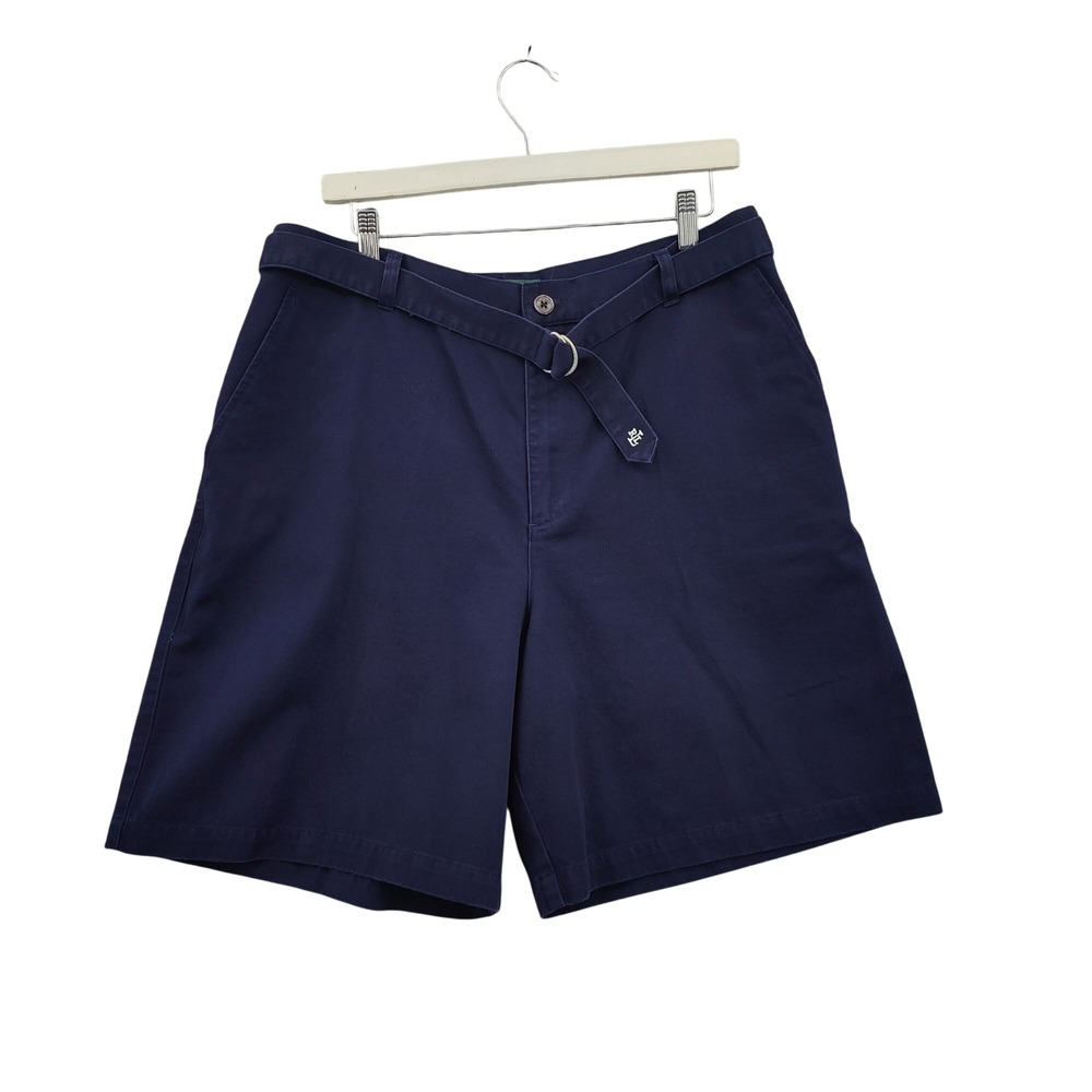 Ralph Lauren LRL VNTG Womens Preppy Coastal Bermuda Chino Shorts M Navy Blue NEW